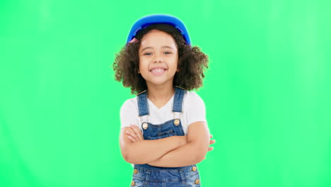 Little-girl,-face-and-smile-in-construction