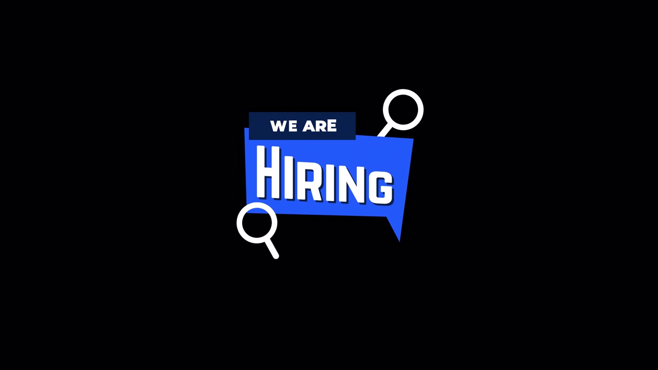 Animated We Are Hiring Graphic with Magnifying Glass Icons