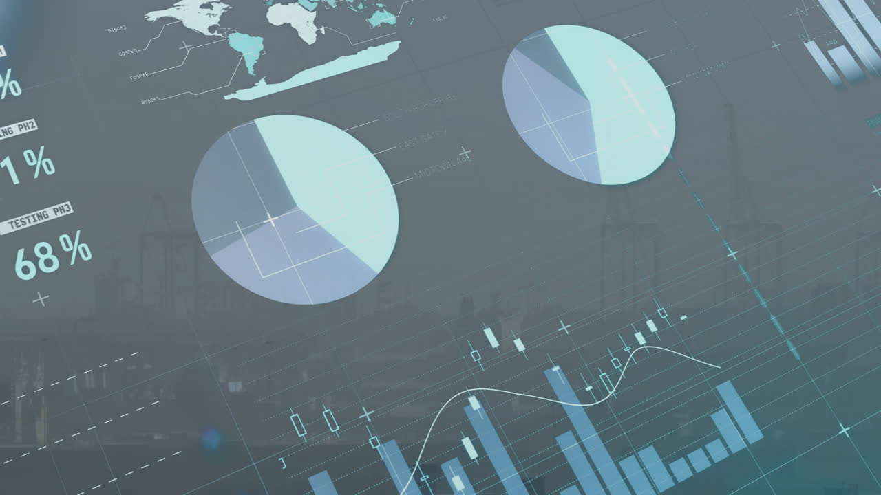 Animating financial data with charts and graphs on digital interface in school