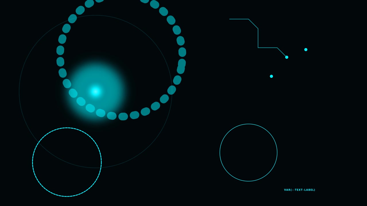Abstract Digital HUD Interface with Glowing Cyan Circles and Data Lines