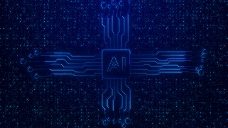 ai processor icon digital circuit lines symbolizing fusion of artificial intelligence deep learning