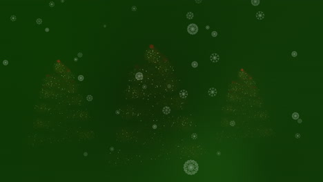 Three-Magical-Trees-Appearing-with-Snow-Flakes-In-Dark-Green