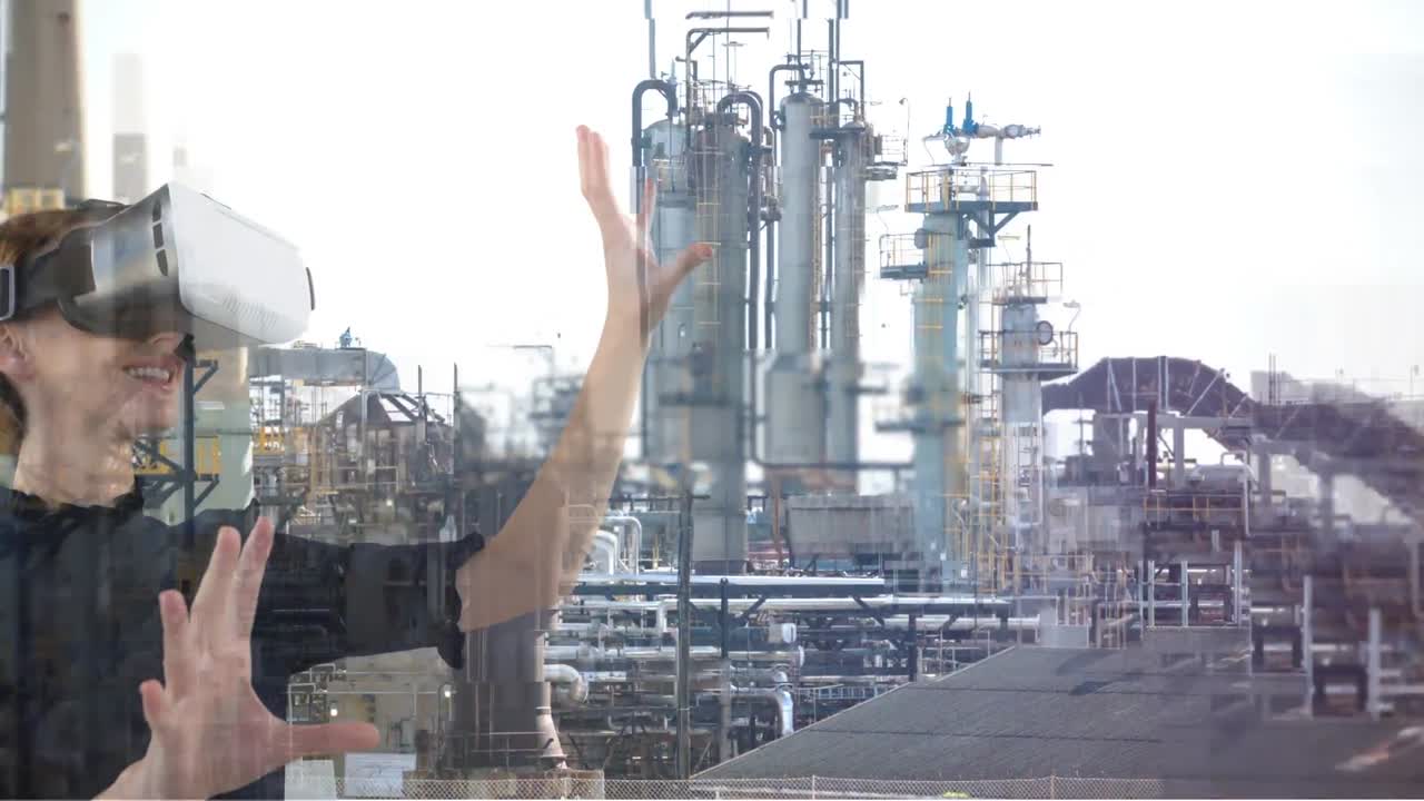 mujer usando vr video