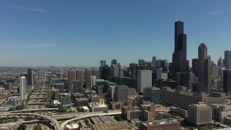 chicago skyline from above