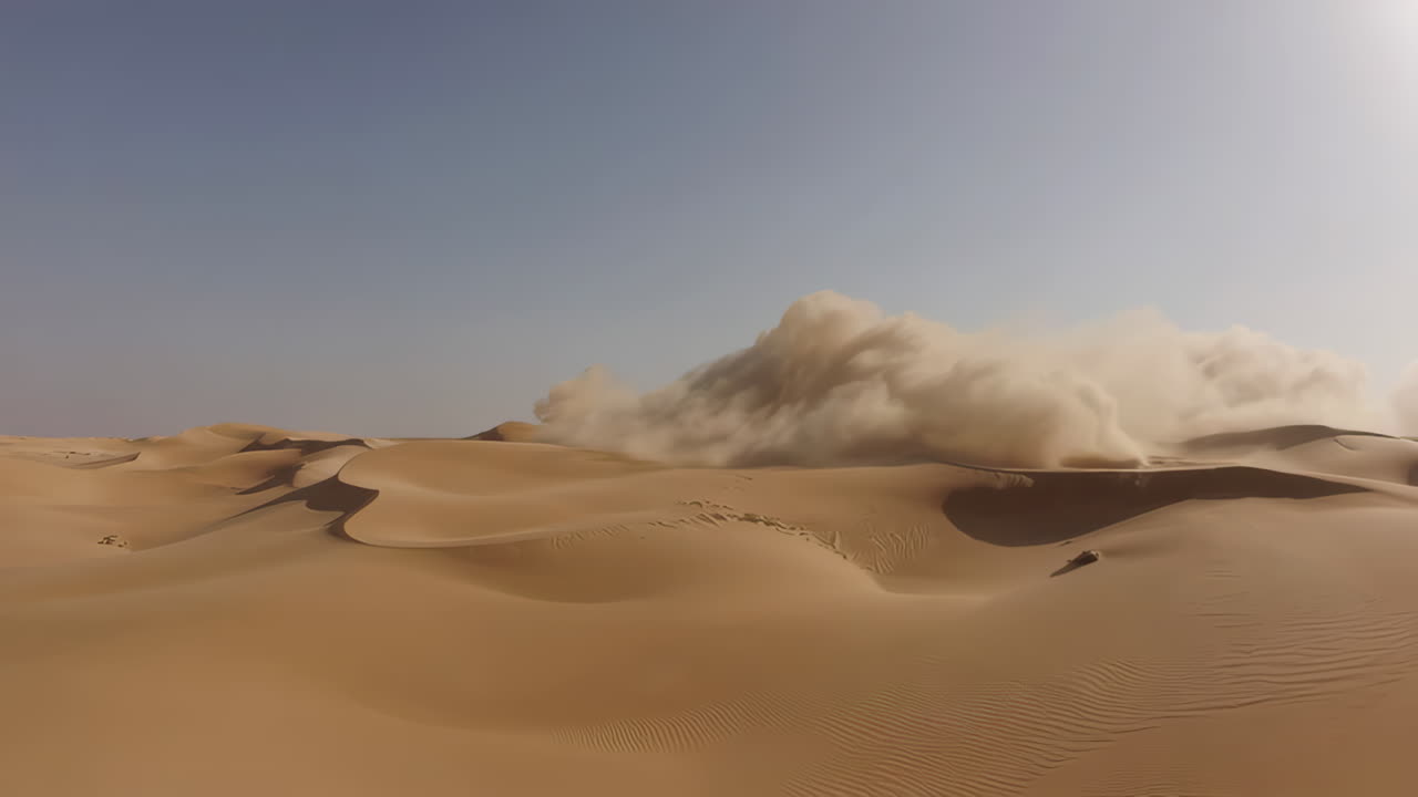 Desert Sandstorm Over Dunes
