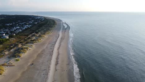 Panama-City-beach-at-early-morning-sunset,-aerial