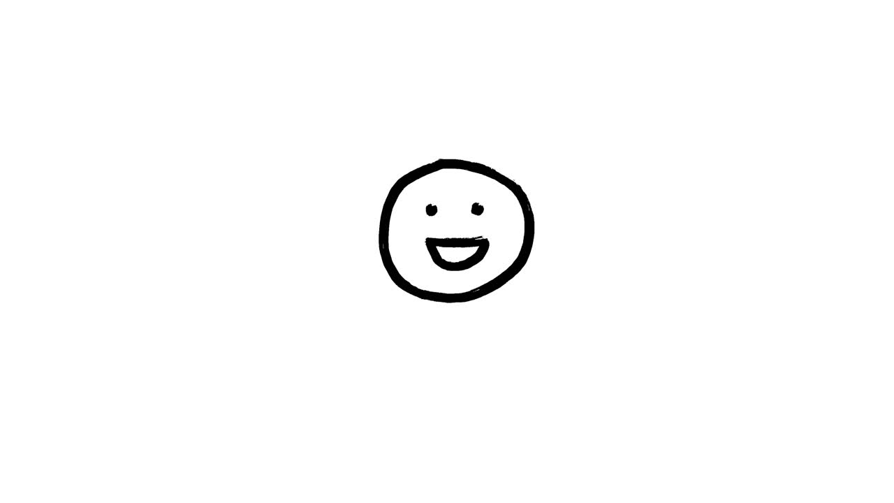 Faccina sorridente disegnata a mano su sfondo bianco