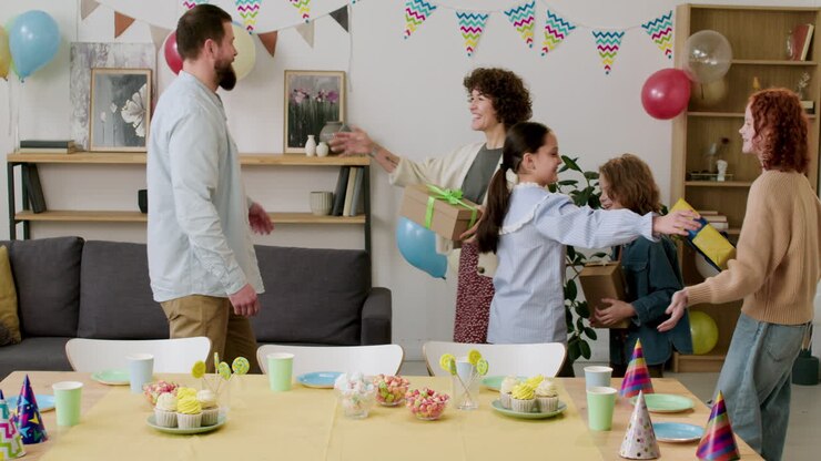 Family celebrating birthday party
