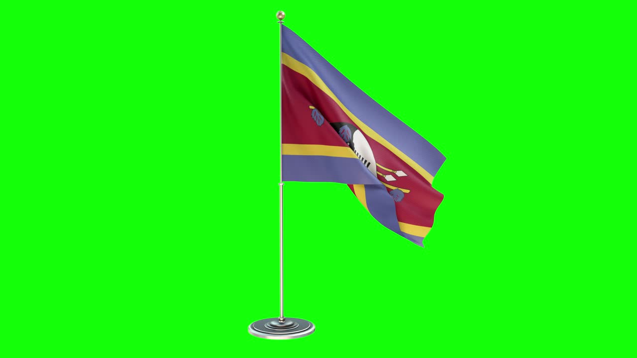 swazilandia ilustración en 3d de la bandera ondeando en un poste con llave cromada