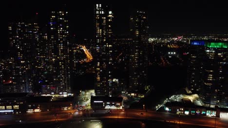 aerial view of downtown toronto skyscrapers and roadway