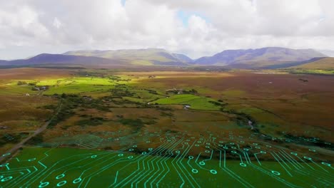 Animation-of-processor-circuit-board-and-landscape