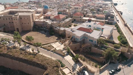 aerial view of view old city of acre, acre, israel.