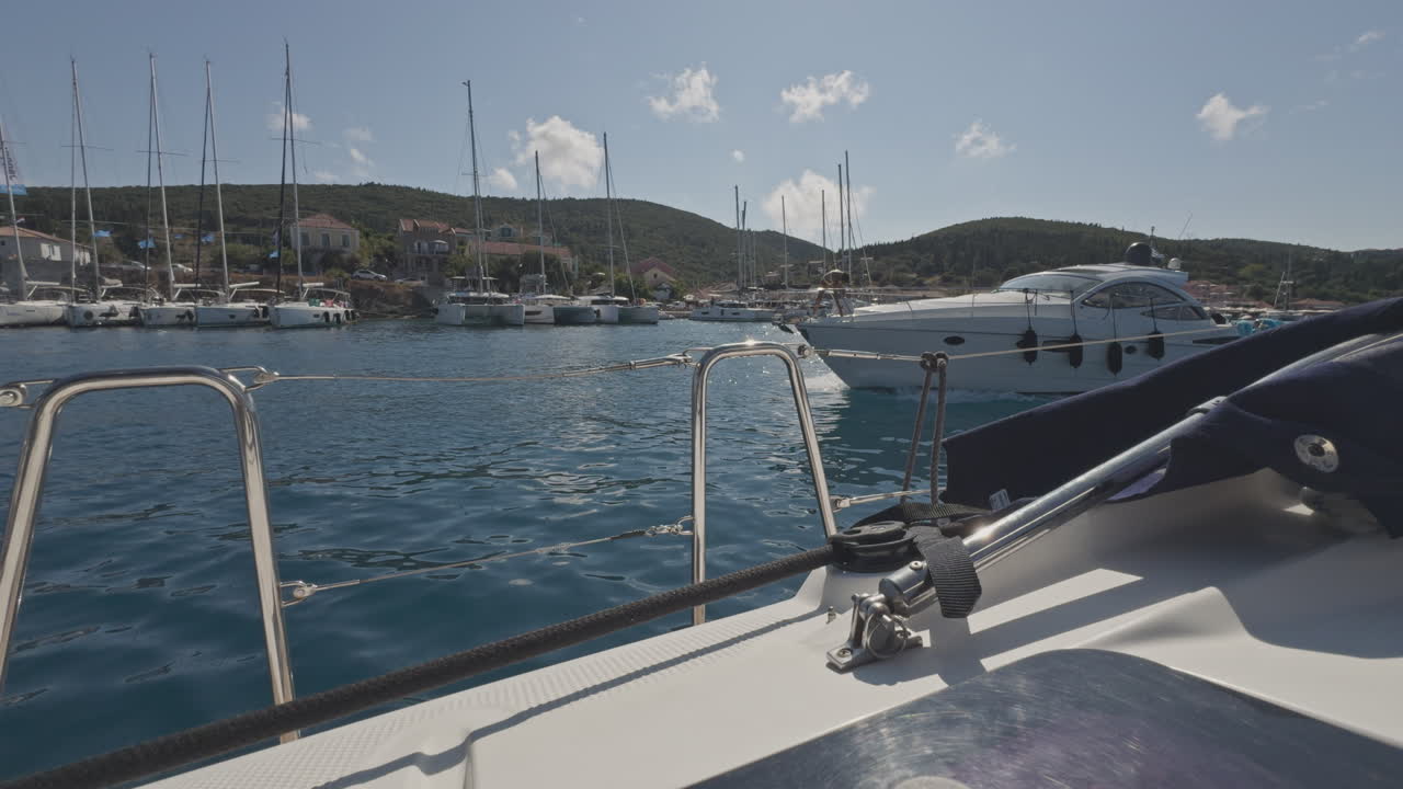 view from a yacht at sea in lefkada, greece