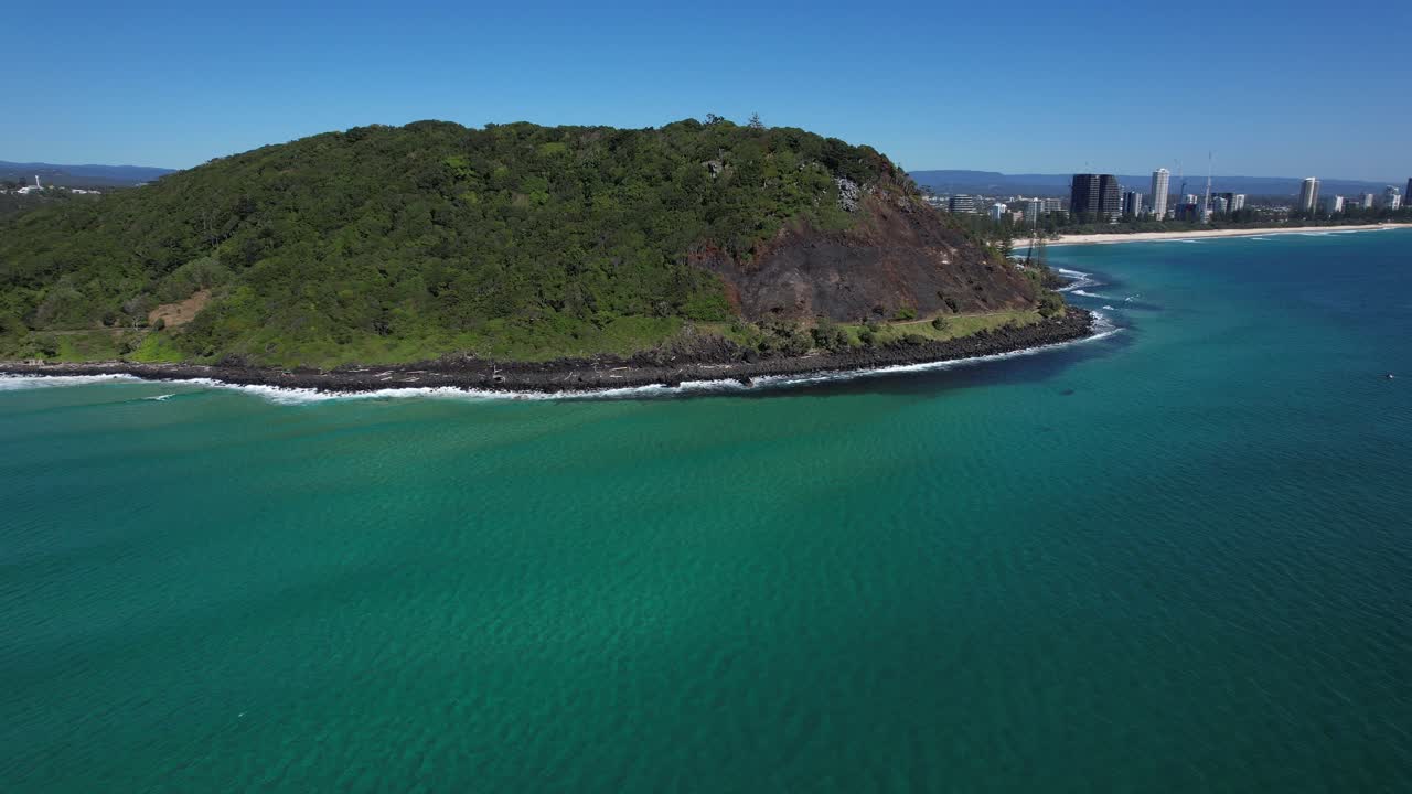 Mountain Of Burleigh Heads After Forest Fire On The Gold Coast, Queensland, Australia. Aerial Shot