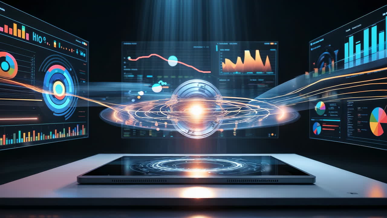 Futuristic Data Visualization and Business Intelligence Dashboard