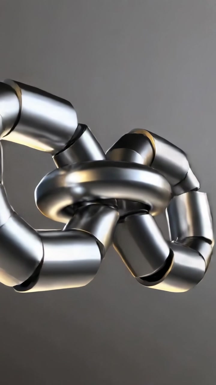 Vertical video: Rotating assembly shifting metal links into braided rope, revealing bead in studio