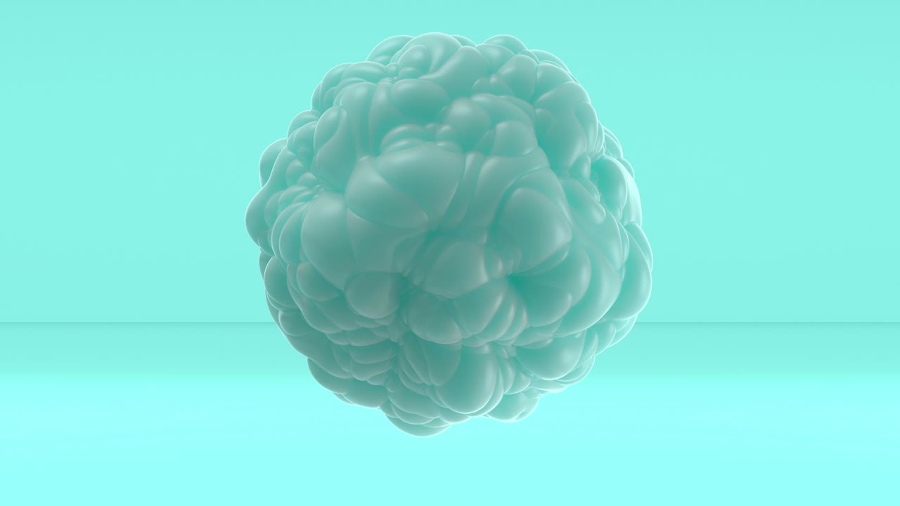 3d Looped abstract sphere with bulging. Wavy surface with ripples. Trendy monochrome texture, isolated ball with convexity, cell motion graphic design, animated elastic texture.