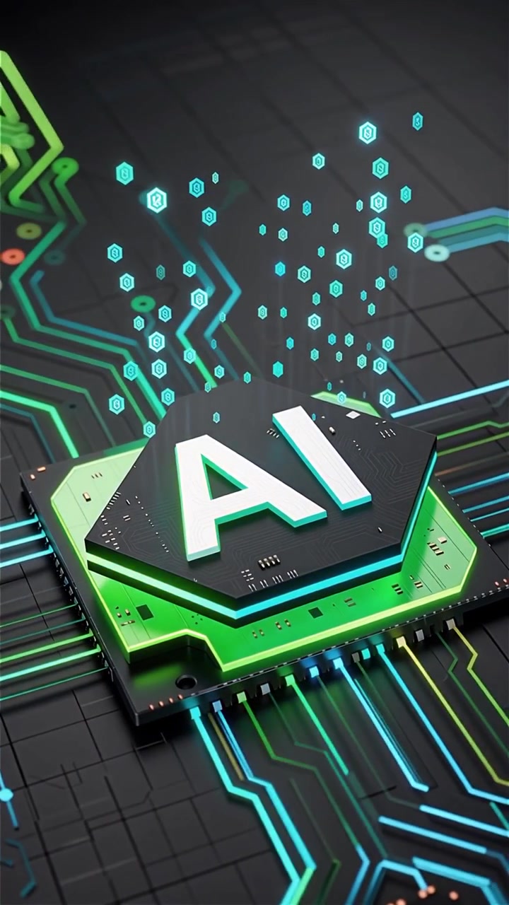 Futuristic AI Chip Motherboard Technology Background