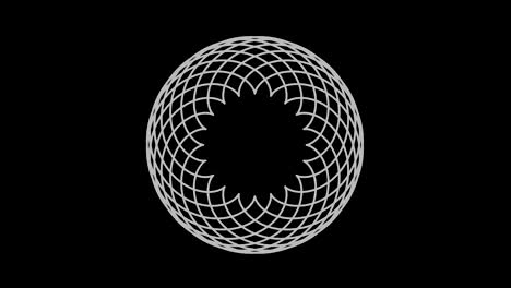 graphic object in black and white with stroboscopic and hypnotic effect, which rotates clockwise decreasing the size from full screen to disappearing in the center, in 16: 9 video format