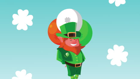 happy saint patricks day animation with leprechaun and balloons helium