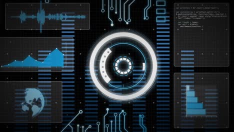 Animación-De-Escaneo-De-Alcance-Y-Procesamiento-De-Datos-Sobre-Una-Placa-De-Circuito-De-Computadora.