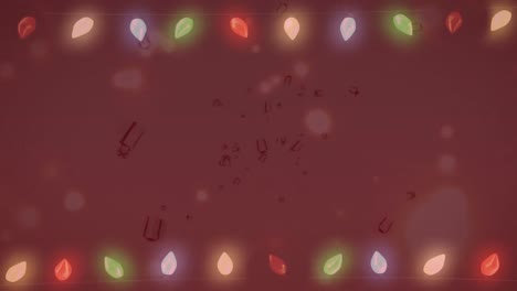manchas brillantes de luz y regalos de navidad contra un fondo rojo