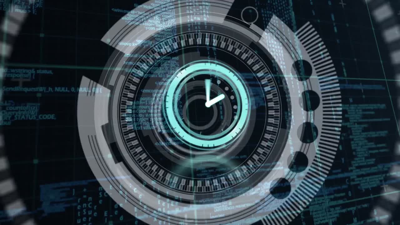 animazione della scansione della portata e dell'elaborazione dei dati su sfondo nero