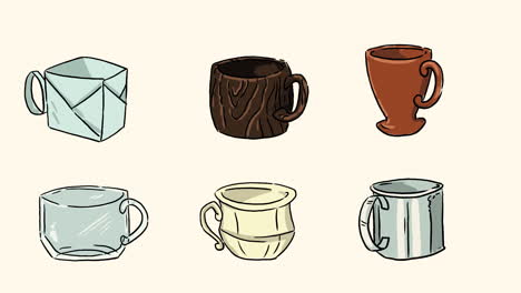 collection of different mugs and cups