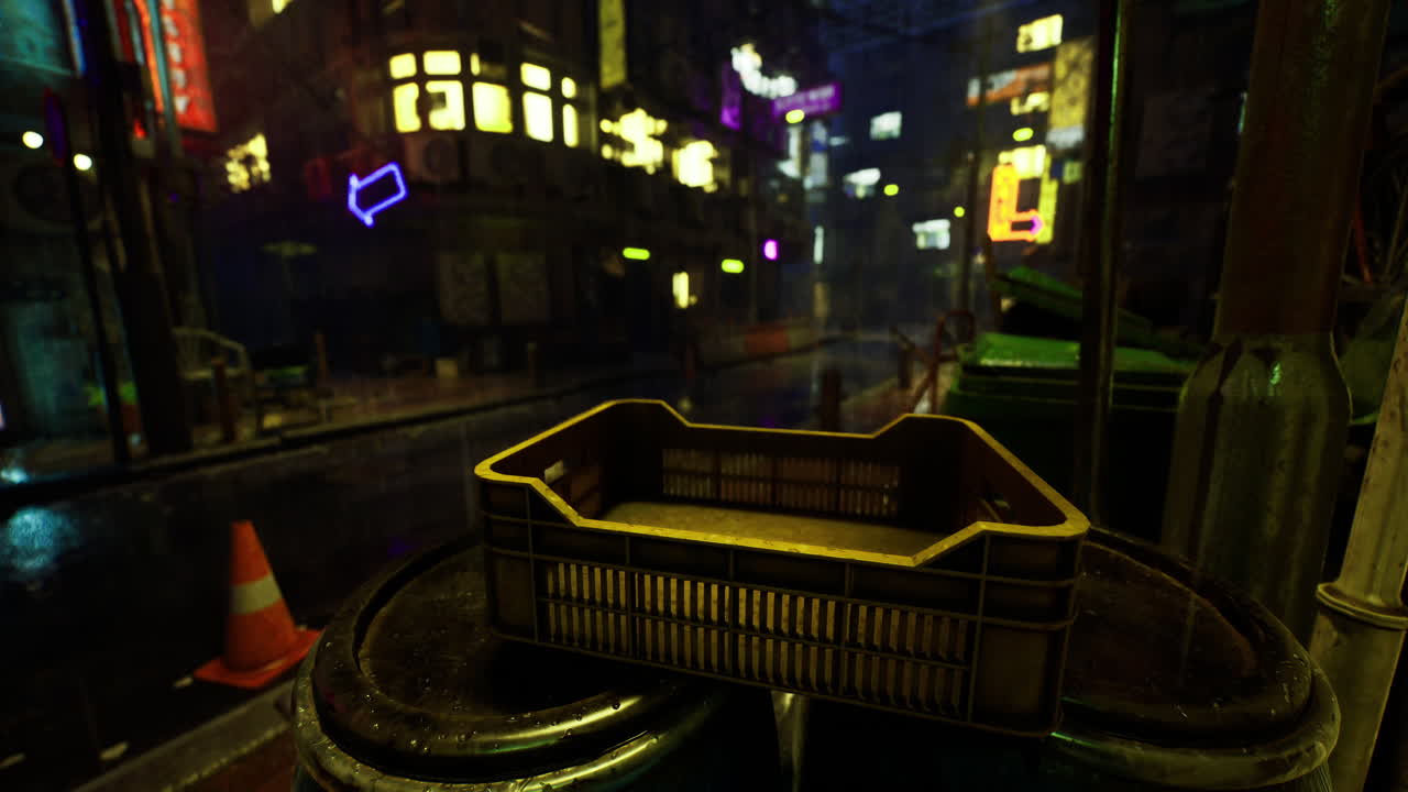 밤에 도시 거리