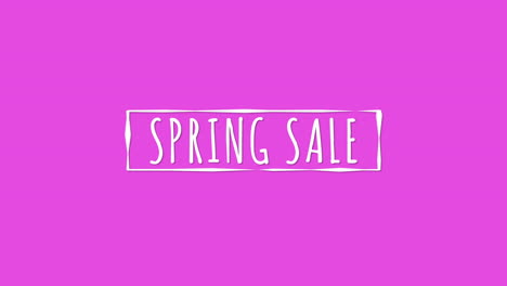 spring sale handwritten style letters on pink banner with white border