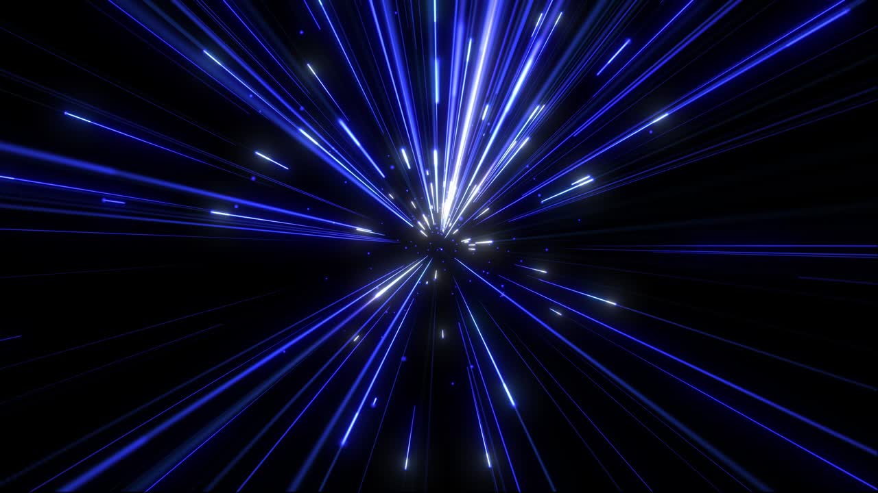 rayas de luz supersónica azul vuelan dentro y fuera