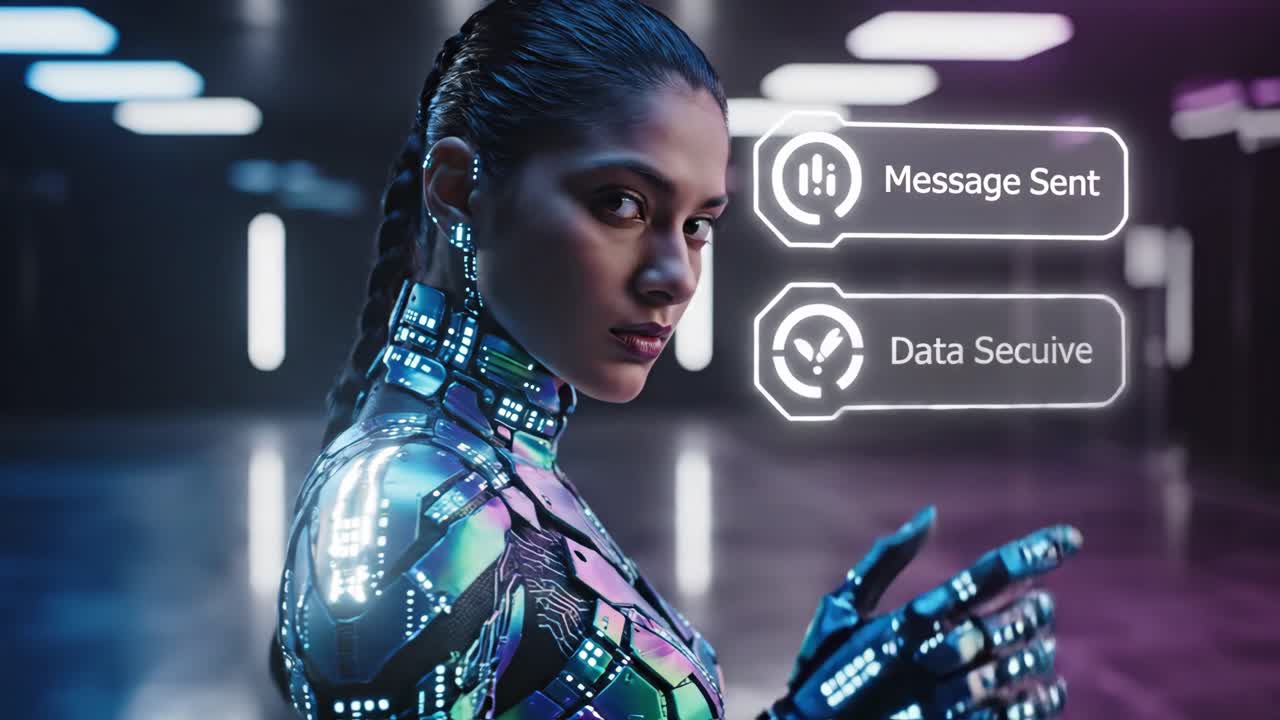 Futuristic Cyberpunk Woman with Advanced Technology