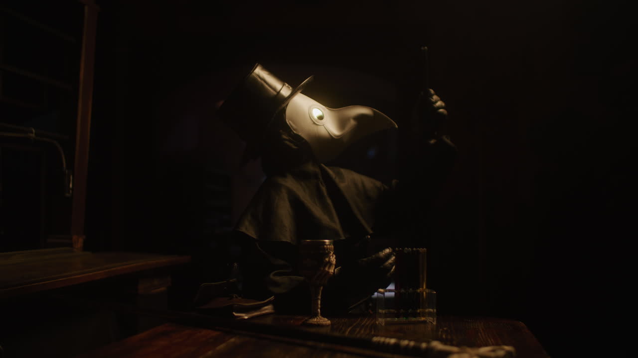 Plague Doctor in a Dark Room