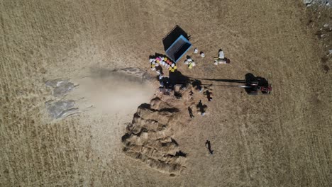 vista aérea del tractor de cosecha