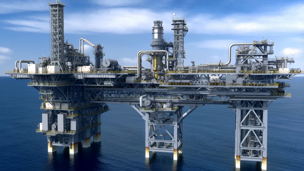 Stor offshore olie- og gasproduktionsplatform i havet