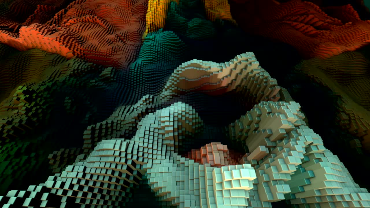 4K Abstract Blocks Wave