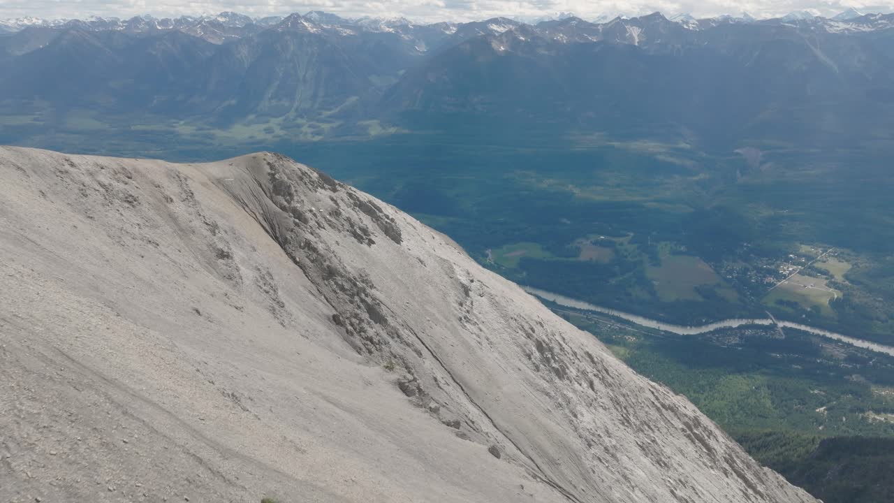 Beaverhead Mountain Peak And Columbia River Valley In BC, Canada. - aerial shot