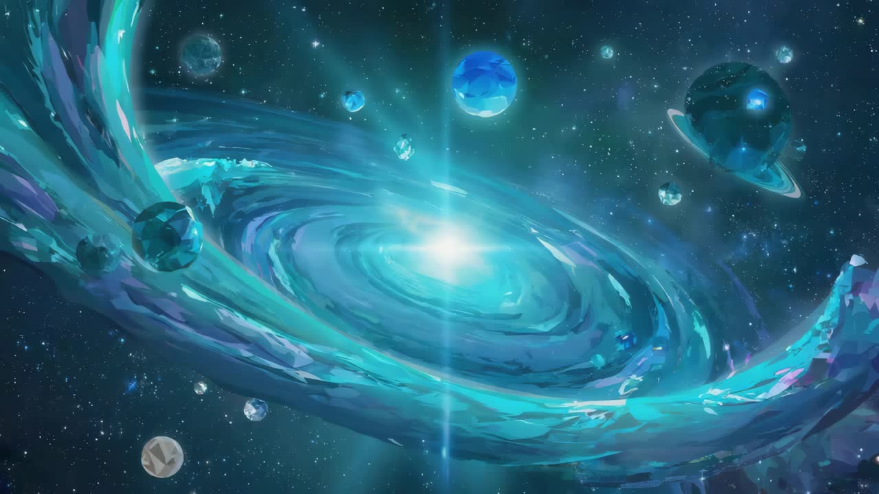 A stunning cosmic galaxy with planets and stars