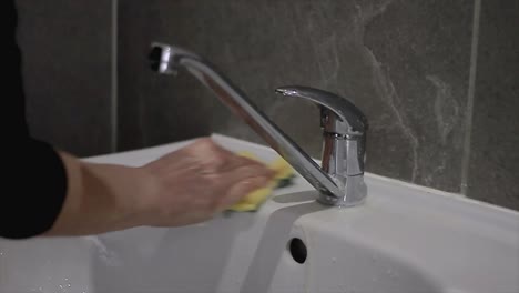 cleaner cleaning the bathroom with soap and water stock video stock footage