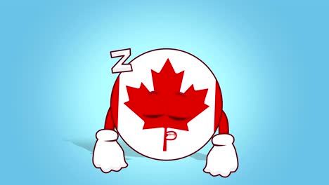 icono de dibujos animados bandera de canada dormir con animación de cara con alfa mate