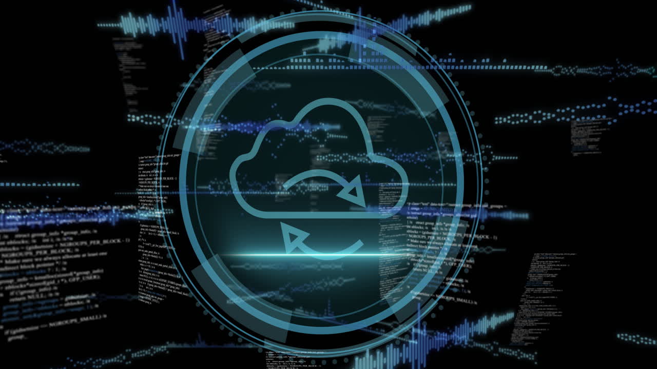 animación del escaneo del alcance sobre el procesamiento de datos sobre fondo negro