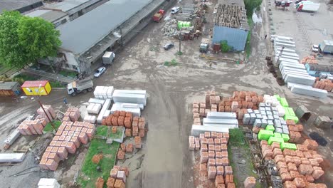 aerial shot of the warehouse of concrete materials for building constructions