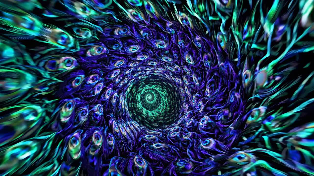 Fascinerende spiral af påfuglefjer