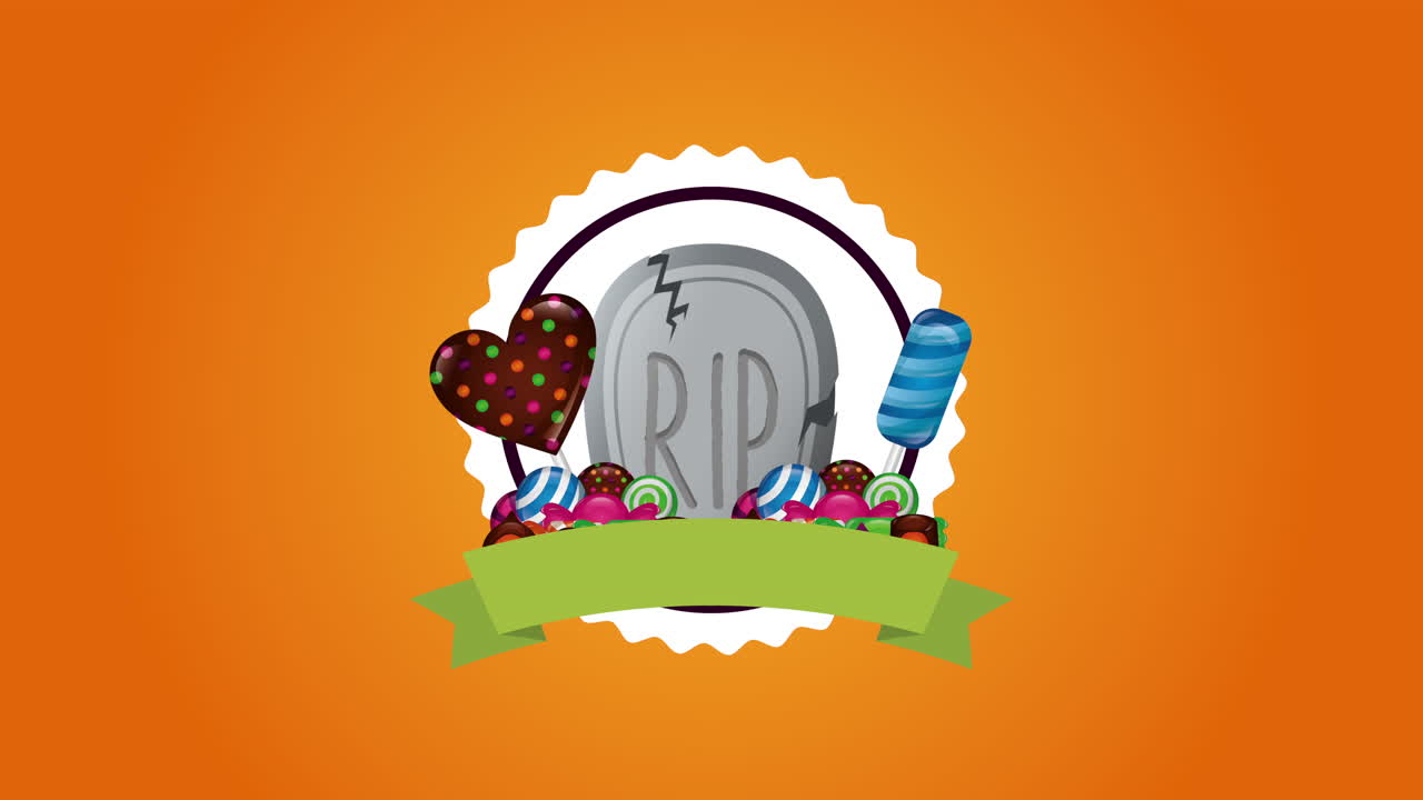 할로윈 묘지와 달한 사탕