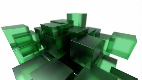 bloques de vidrio cubos flotantes entrelazados tecnología abstracta movimiento de fondo bucle 4k