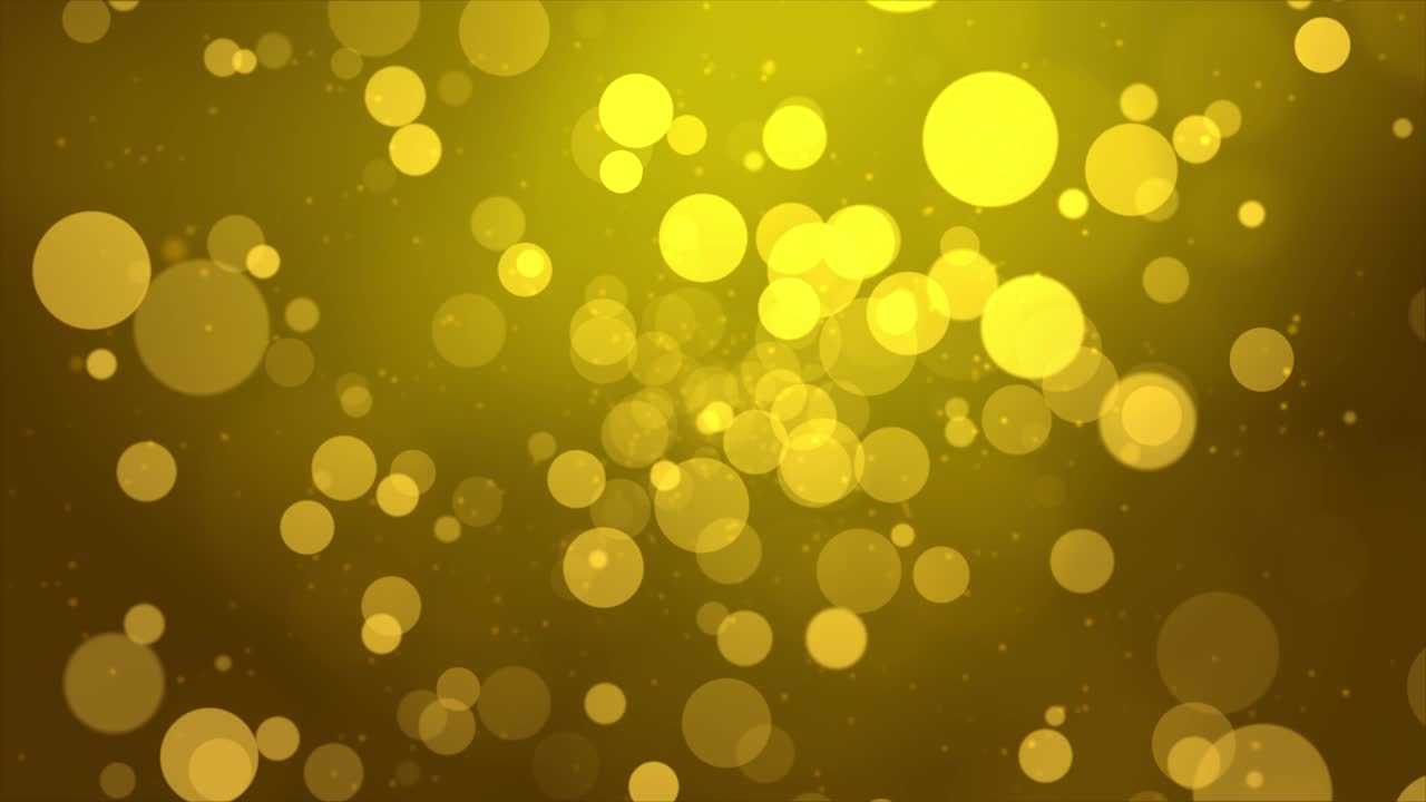 광장 깊이와 보케를 가진 추상적인 반이는 금색 입자 과학 소설 루프