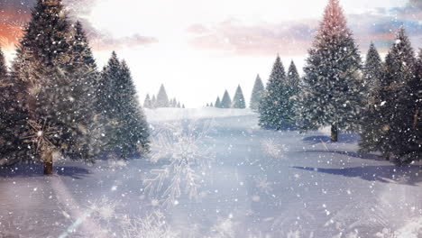 winter scenery and falling snow