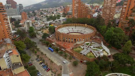 aerial view of architectural landmark santamaria bullring (spanish: plaza de toros santamaria ) in bogota, the capital and largest city of colombia, south america