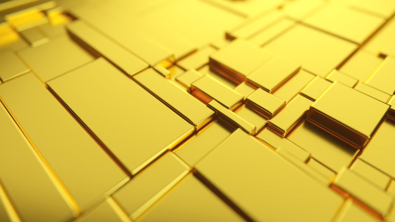 superficie móvil abstracta hecha de oro. bucle sin costuras renderizado en 3d