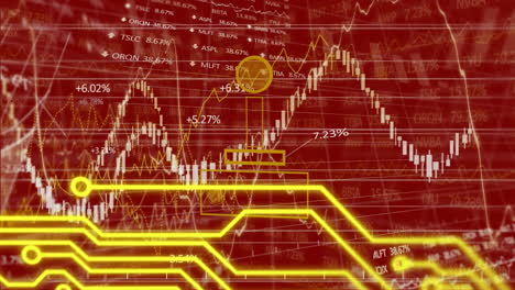 animación del procesamiento de datos a través de una red de conexiones